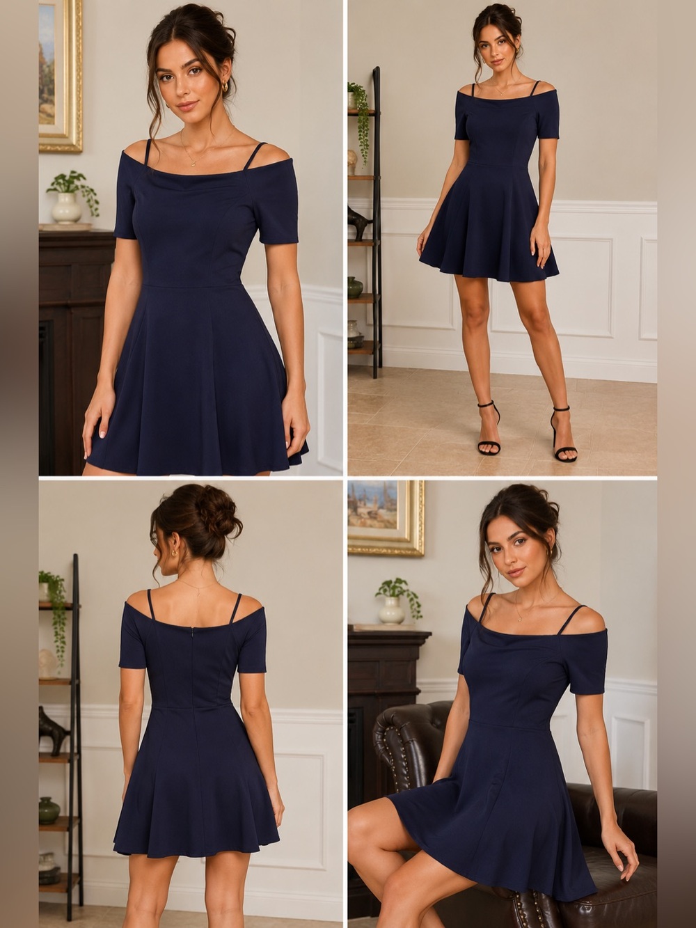 H&M Navy Blue A Line Mini Dress